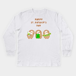 Happy St. Patrick’s Day Sloths Kids Long Sleeve T-Shirt